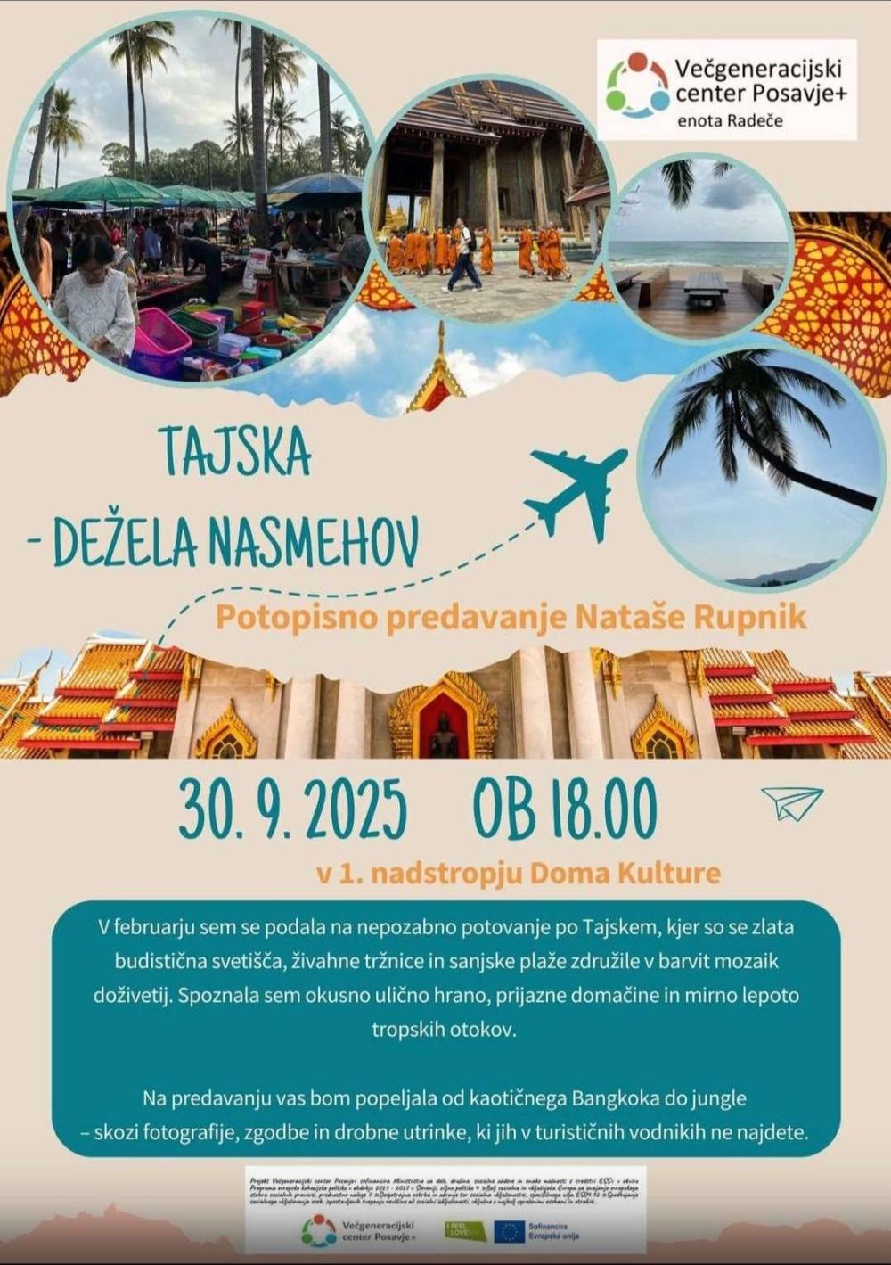 POTOPISNO PREDAVANJE NATAŠE RUPNIK - TAJSKA, DEŽELA NASMEHOV