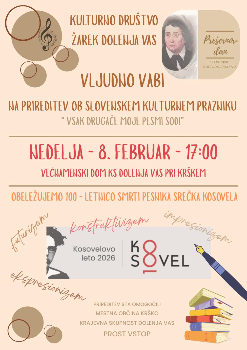 PRIREDITEV OB SLOVENSKEM KULTURNEM PRAZNIKU 