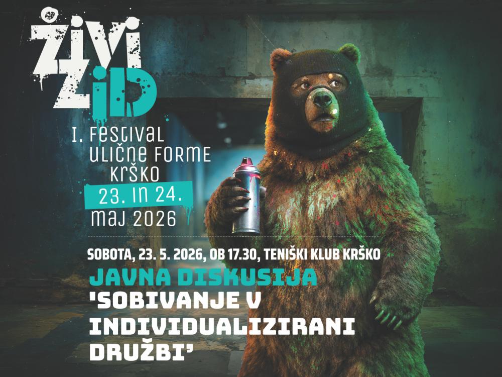 JAVNA DISKUSIJA 23.5.2026 OB 17.30H  SOBIVANJE V INDIVIDUALIZIRANI DRUŽBI TENIŠKI KLUB KRŠKO V SKLOPU 1. FESTIVALA ULIČNE FORME ŽIVI ZID