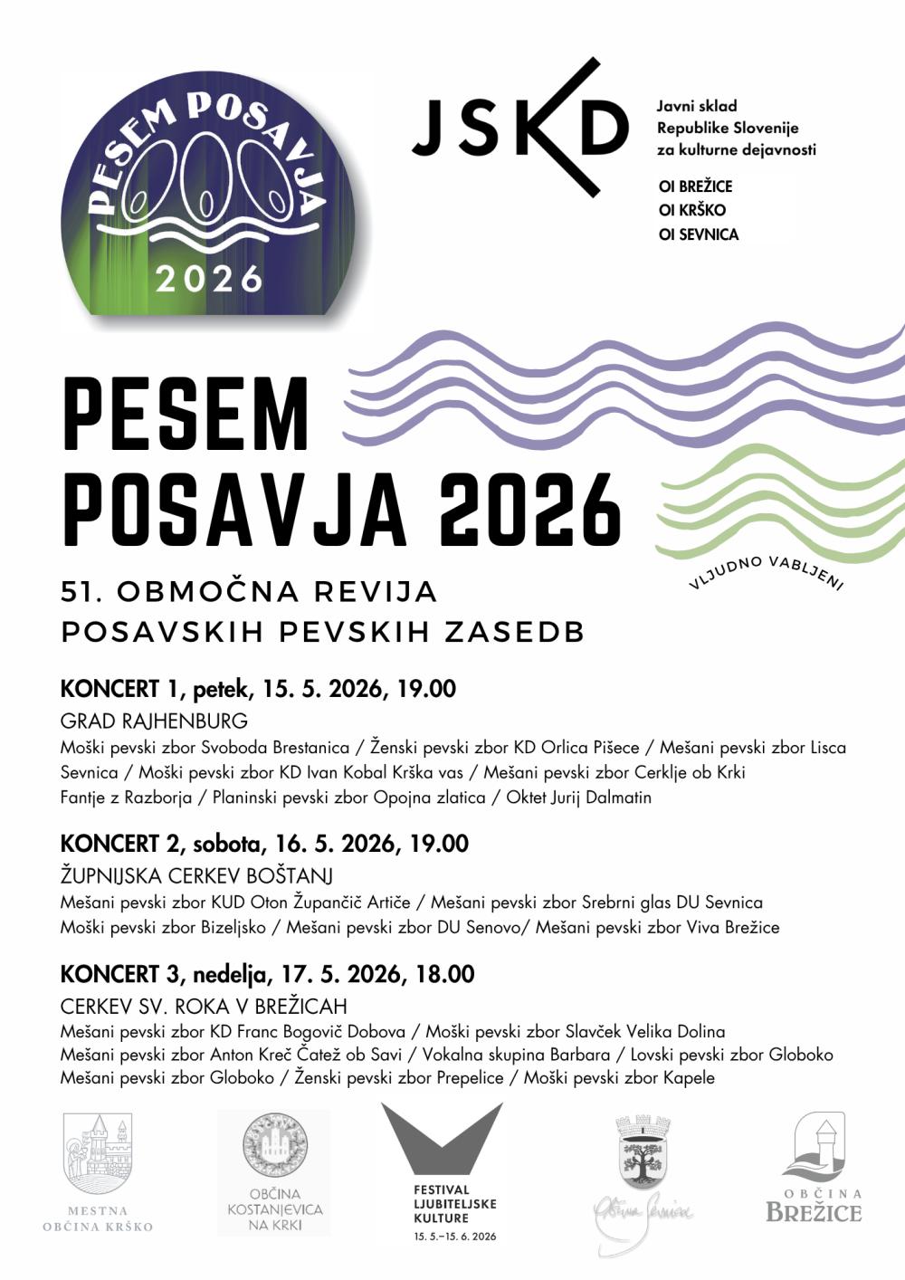 PESEM POSAVJA 2026, 51. OBMOČNA REVIJA POSAVSKI PEVSKIH ZASEDB