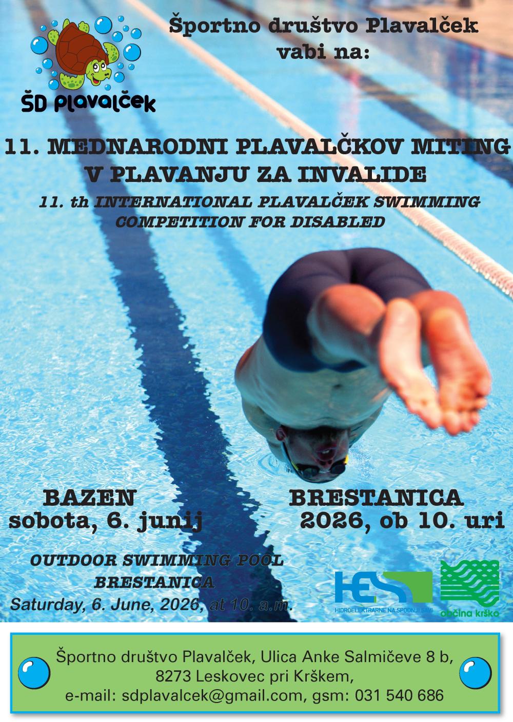 11. MEDNARODNI PLAVALČKOV MITING V PLAVANJU ZA INVALIDE