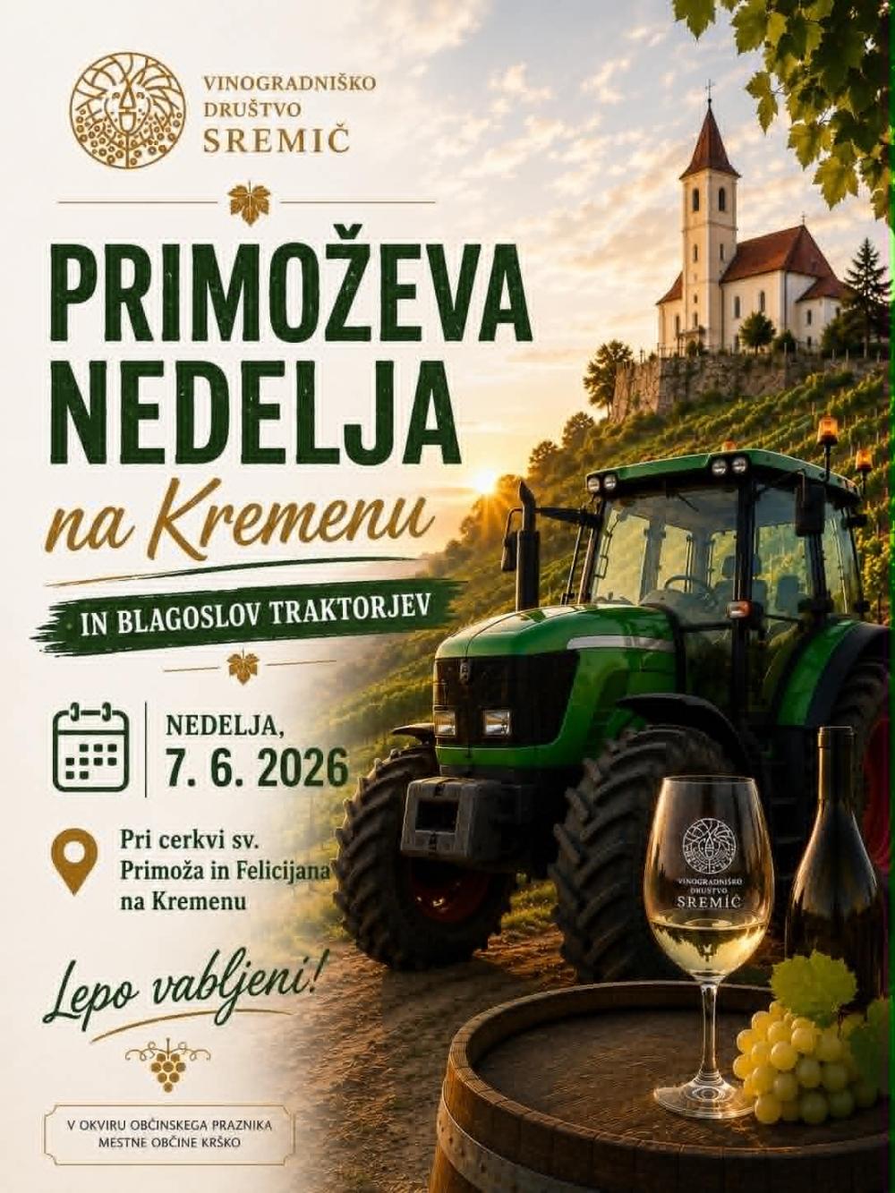 PRIMOŽEVA NEDELJA NA KREMENU IN BLAGOSLOV TRAKTORJEV