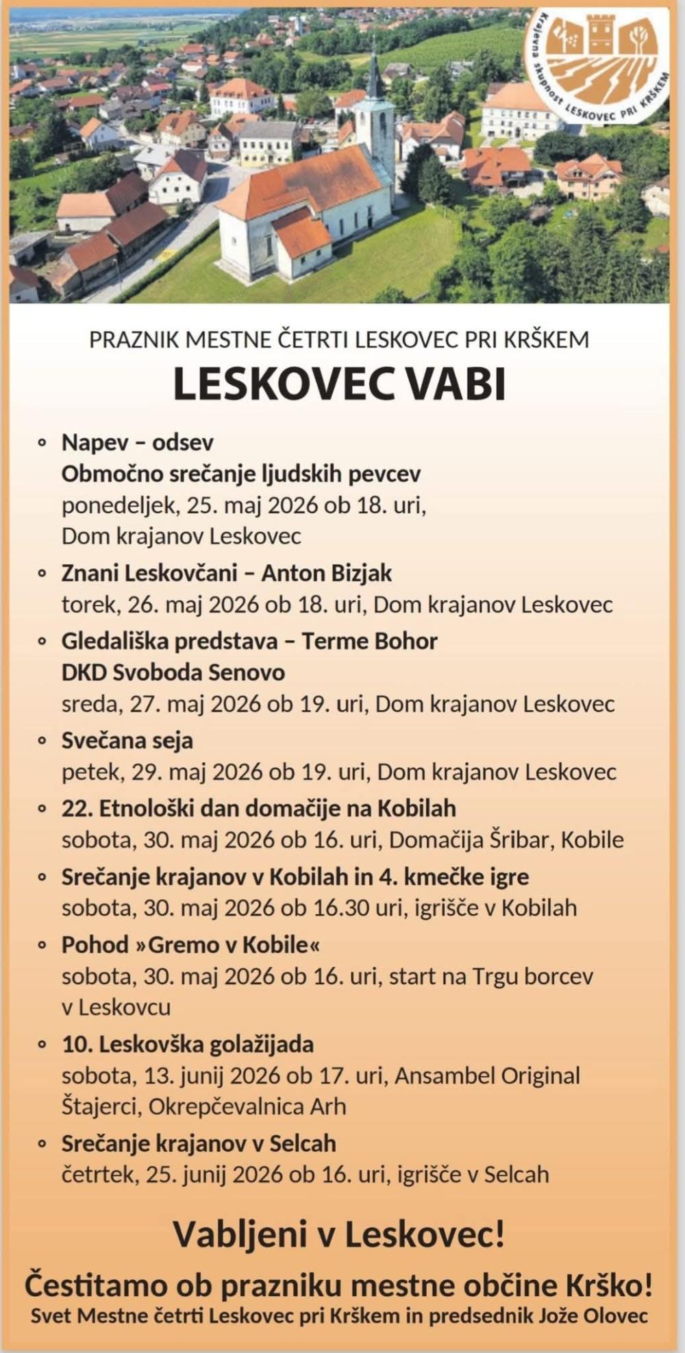 PRAZNIK MESTNE ČETRTI LESKOVEC PRI KRŠKEM  - LESKOVEC VABI
