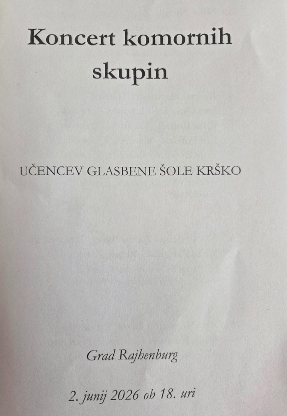 KONCERT KOMORNIH SKUPIN GLASBENE ŠOLE KRŠKO