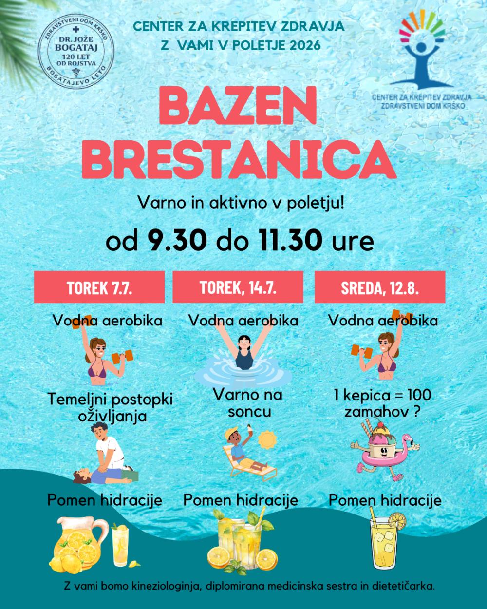 VARNO IN AKTIVNO V POLETJU NA BAZENU BRESTANICA