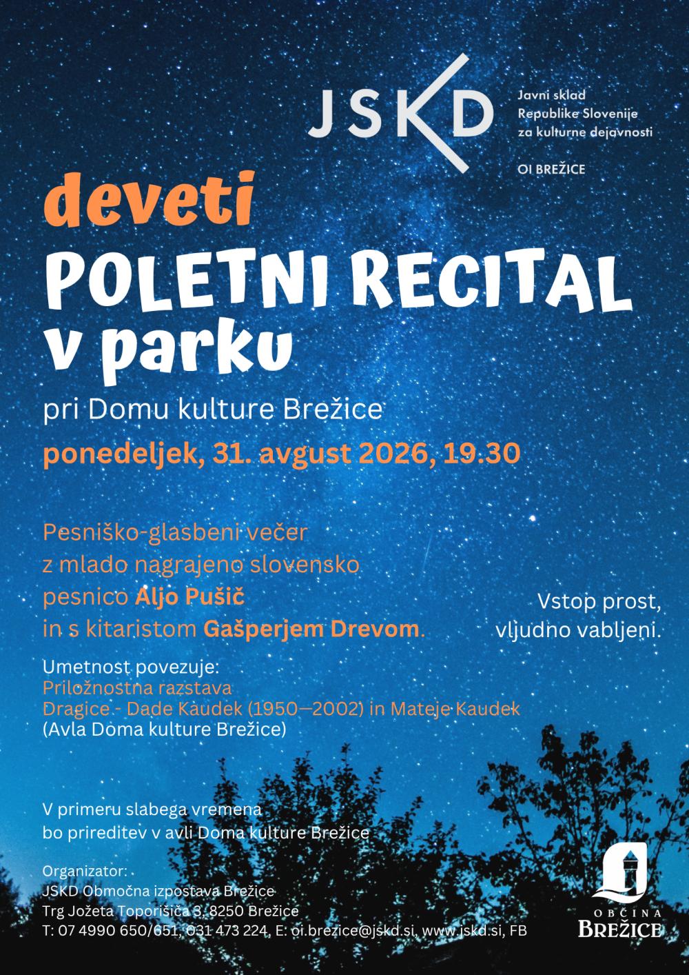 DEVETI POLETNI RECITAL V PARKU 