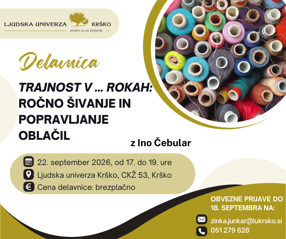 TRAJNOST V… ROKAH: ROČNO ŠIVANJE IN POPRAVLJANJE OBLAČIL