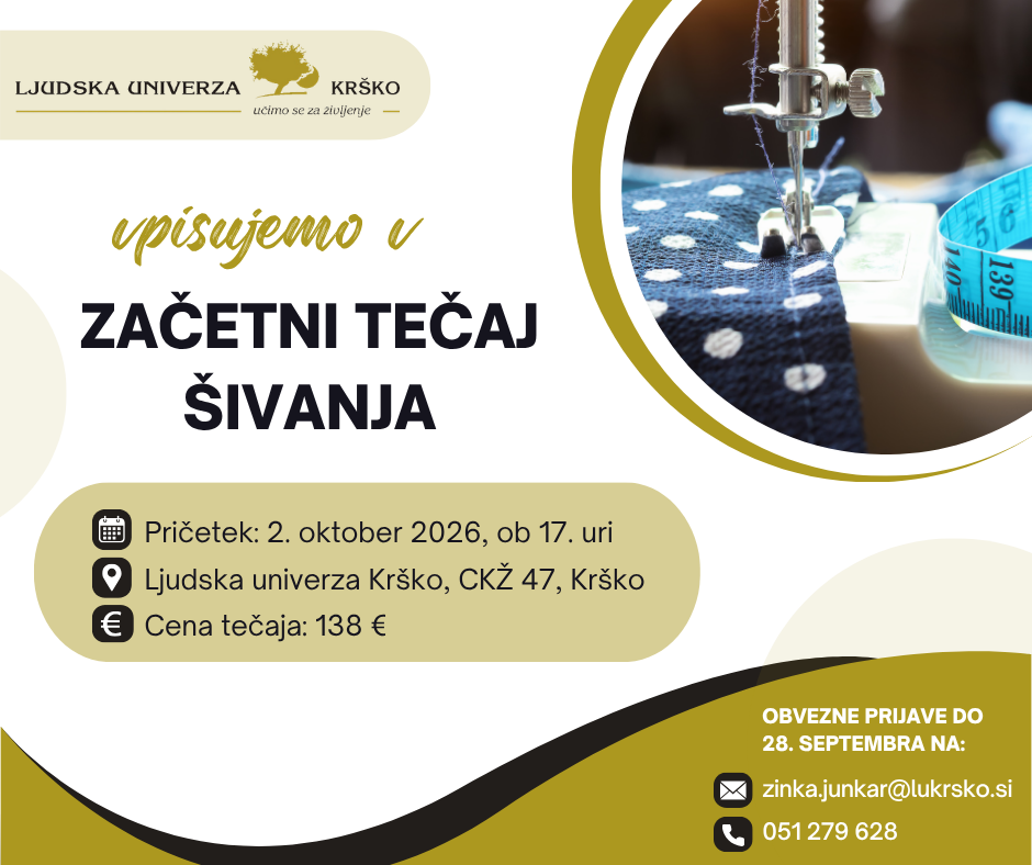 ZAČETNI TEČAJ ŠIVANJA